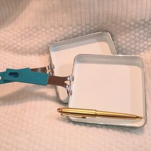 2- 5 Inch Turquois Square Metal Frying Pans Kids Cookware